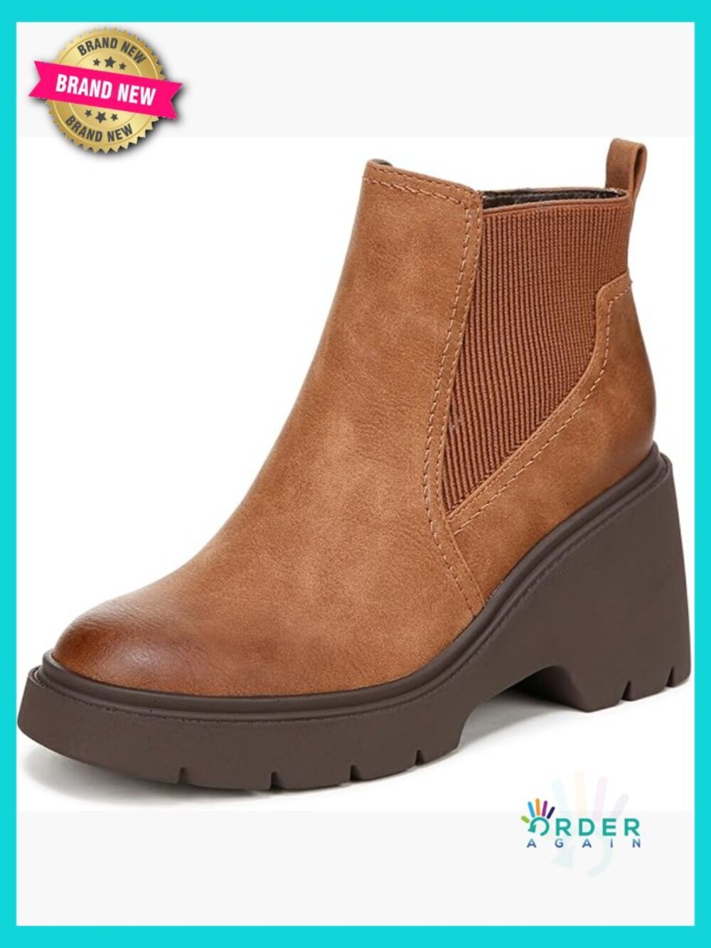 Chunky Heeled Ankle Bootie Chelsea Style Side Zip Memory Foam